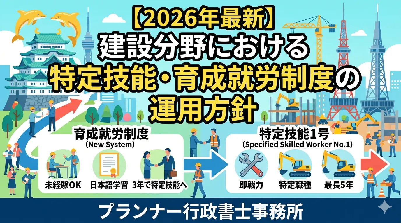 【2026年最新】建設分野の新たな外国人受け入れルール「特定技能・育成就労」を徹底比較!2年の転籍制限と企業リスクを解説/プランナー行政書士事務所